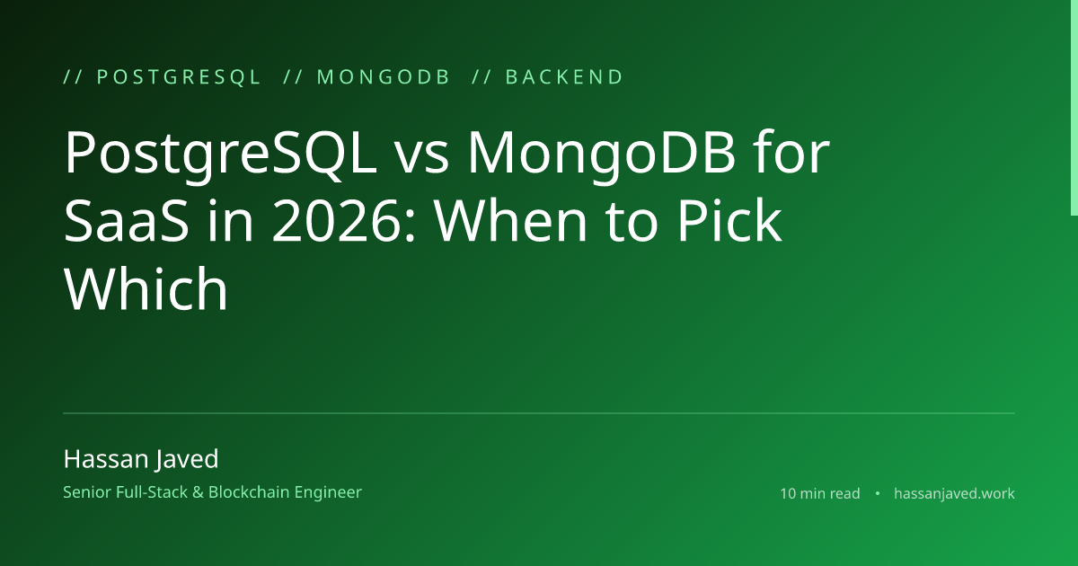 PostgreSQL vs MongoDB for SaaS in 2026: When to Pick Which