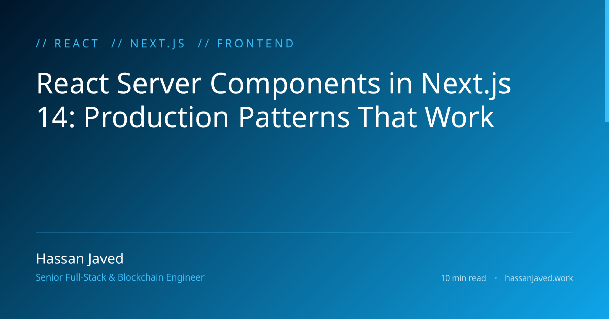 React Server Components in Next.js 14: Production Patterns That Work